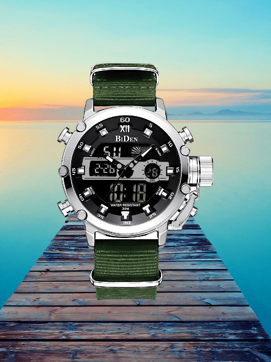 腕時計 メンズ クォーツ 1個 メンズ腕時計、アウトドアスポーツデジタル腕時計 バックライト カレンダー、曜日、時刻、タイマー、防拍卖