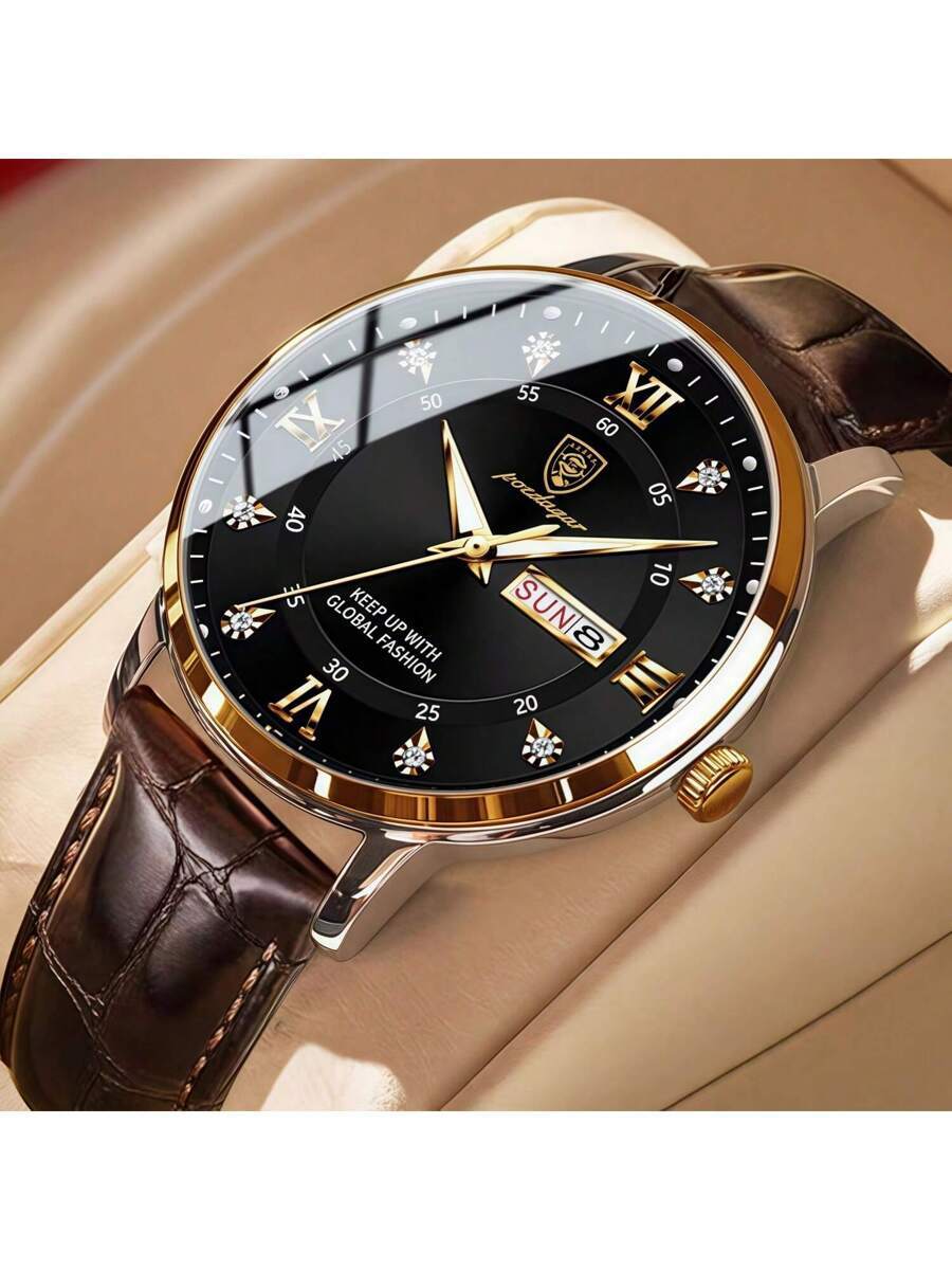 腕時計 メンズ クォーツ 50M防水 ブランド クラシック ラウンド ステンレススチール メンズ腕時計 デュアルデイト 英語表示拍卖