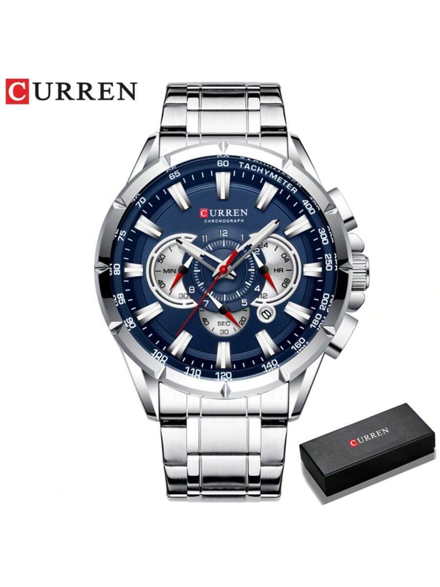 腕時計 メンズ クォーツ メンズ マルチファンクション クロノグラフ 防水 ステンレススチール 腕時計拍卖