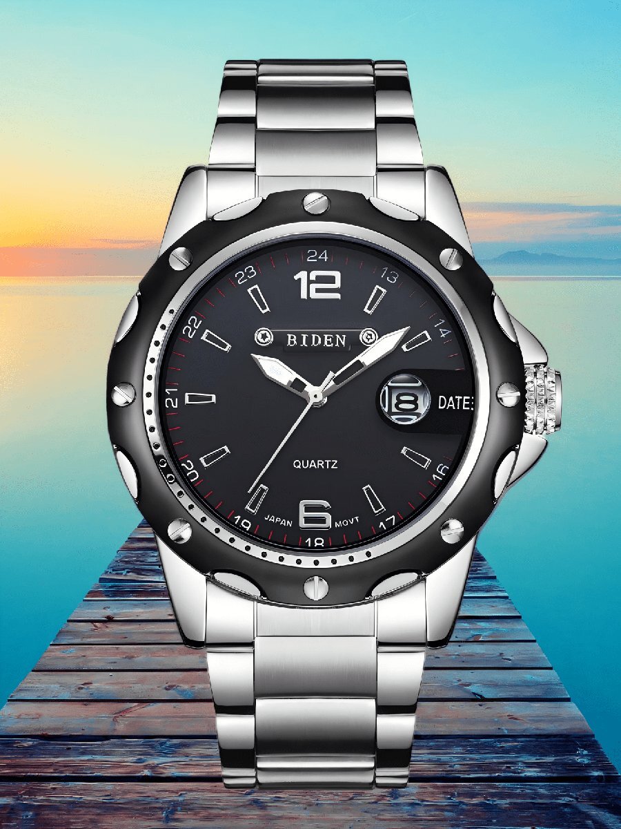 腕時計 メンズ クォーツ バイデン メンズ腕時計、ファッションビジネス、防水、デイト、クォーツ式拍卖