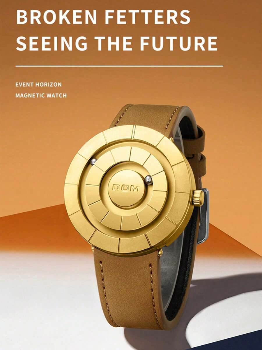 腕時計 メンズ クォーツ 1個 メンズ腕時計、ディスプレイなし、磁気レザーバンド、30m防水、カジュアル パーソナライズされた腕拍卖
