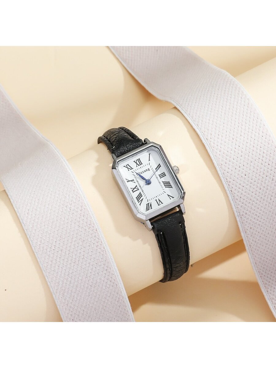 腕時計 レディース クォーツ 1個 ミニマリスト レディース 長方形 ローマ数字ダイヤル ファッション竹ベルト腕時計、デイリーウェ拍卖