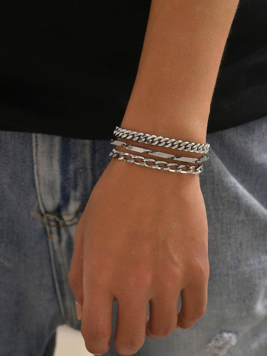 ジュエリー メンズ ブレスレット セット 男性用 3 個/セット ミニマリスト ブレスレット 毎日の装飾にスタイリッシュな外観を演拍卖