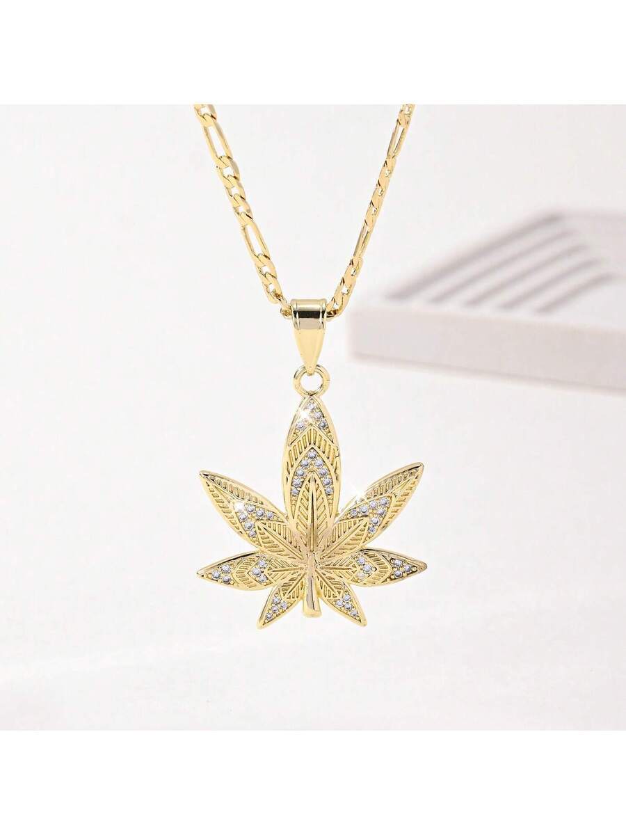 ジュエリー メンズ ネックレス 1個 女性用ペンダントネックレス、繊細な14Kゴールドメッキメイプルリーフデザイン、手作りのエナメ拍卖