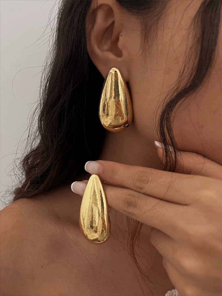 ジュエリー レディース イヤーアクセサリー 1ペア シンプル スタイリッシュ メタル ウォーター ドロップ型 ピアス、ヴィンテージ拍卖
