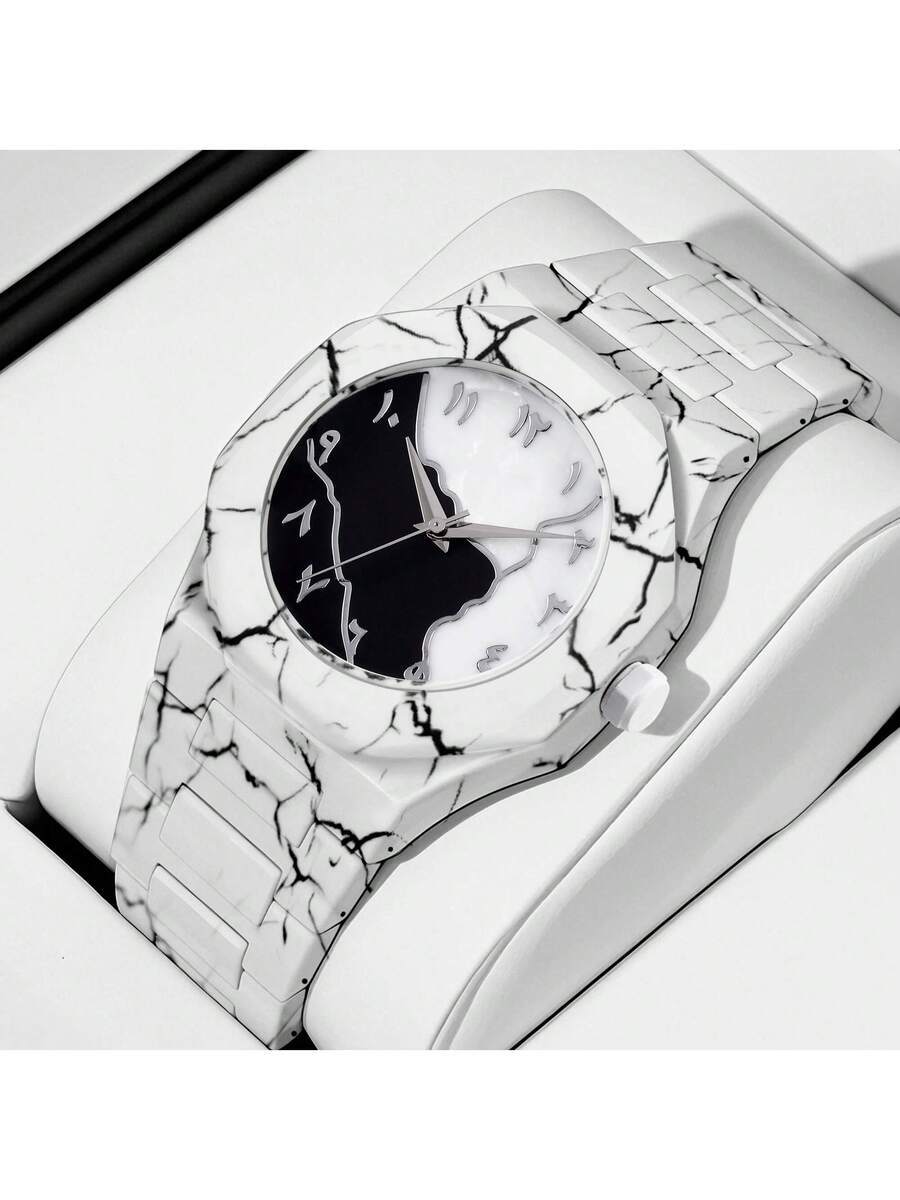 腕時計 メンズ クォーツ 1個 男女兼用 ホワイトラバーストラップ スポーティー カジュアル クリエイティブデザイン 調整可能スト拍卖