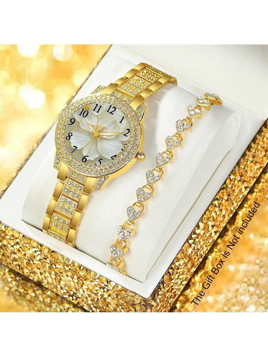 腕時計 レディース セット 2個 レディースファッションカジュアル ローマンダイヤル フルダイヤモンド 英国風腕時計 ジュエリーア拍卖