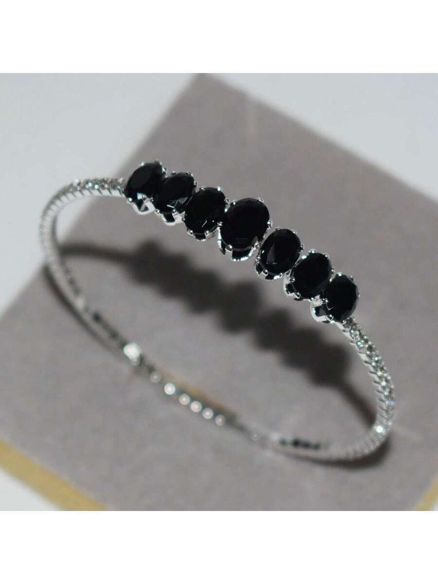 ジュエリー レディース ブレスレット バングル 1個 ミニマリストスタイル シングルレイヤー ジルコニアストーン オープンバングル拍卖