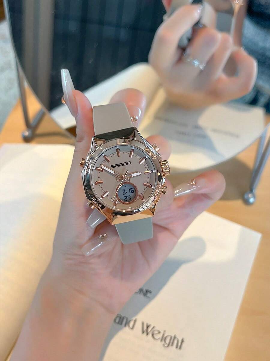 腕時計 レディース デジタル 新型デュアルディスプレイ腕時計、三針電子スクリーン、発光スポーツウォッチ、マルチファンクション目覚ま拍卖