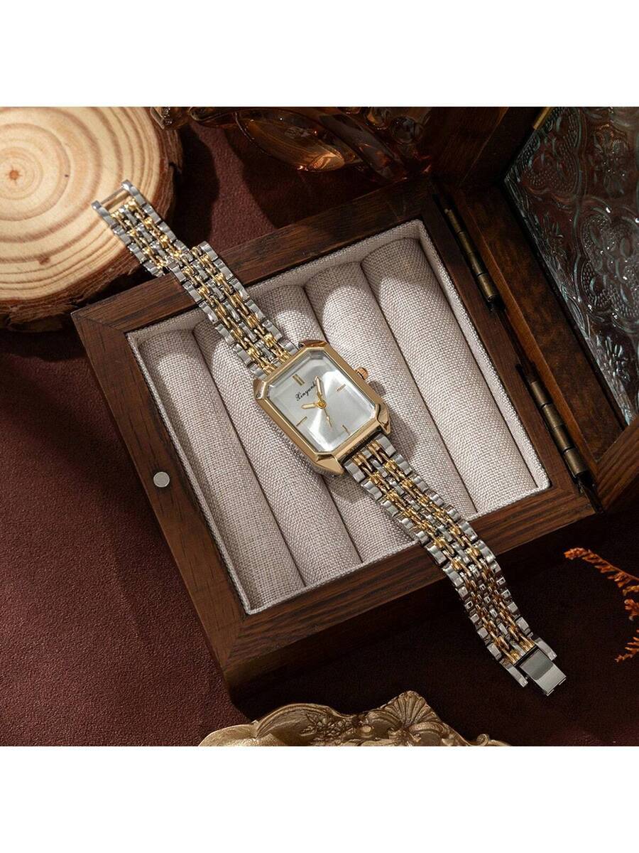 腕時計 レディース クォーツ 新作 高級スチールバンド レディース腕時計、ファッション ミニマリスト スクエア クォーツ 女性用拍卖