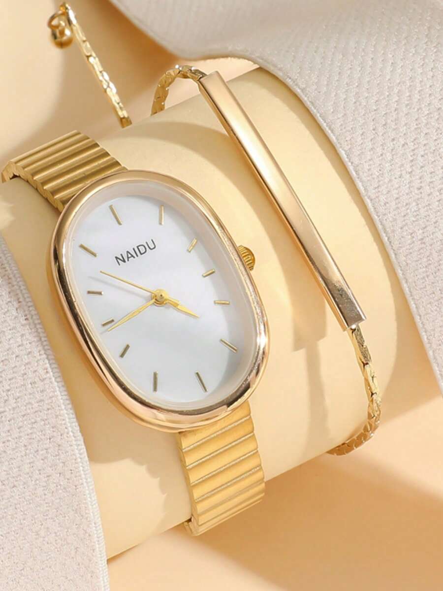 腕時計 レディース セット 1個/セット ヴィンテージ ミニマリスト スクエア 繊細 スチールバンド クォーツ レディース腕時計、拍卖