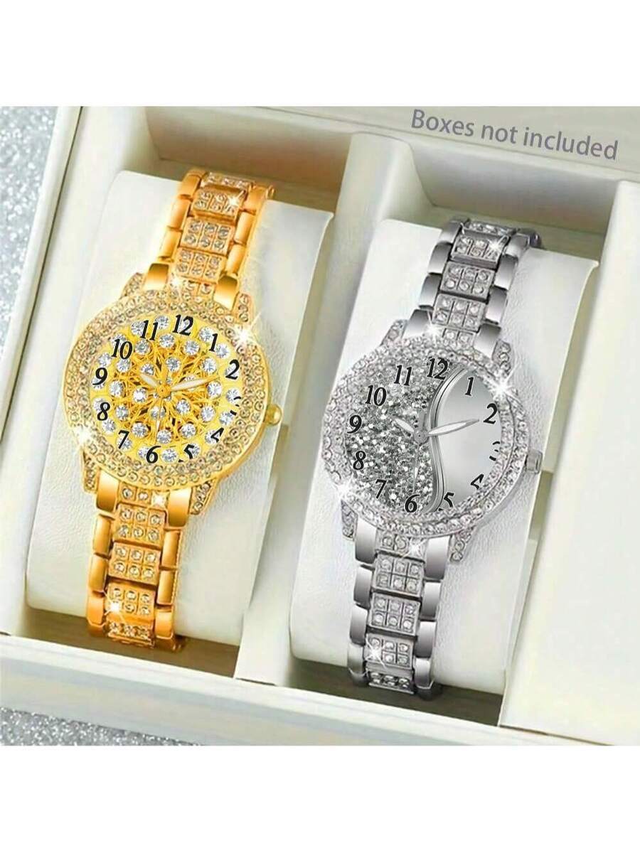 腕時計 レディース セット 2個セット レディース ファッション カジュアル ラインストーン デジタル ダイヤル クォーツ 腕時計拍卖