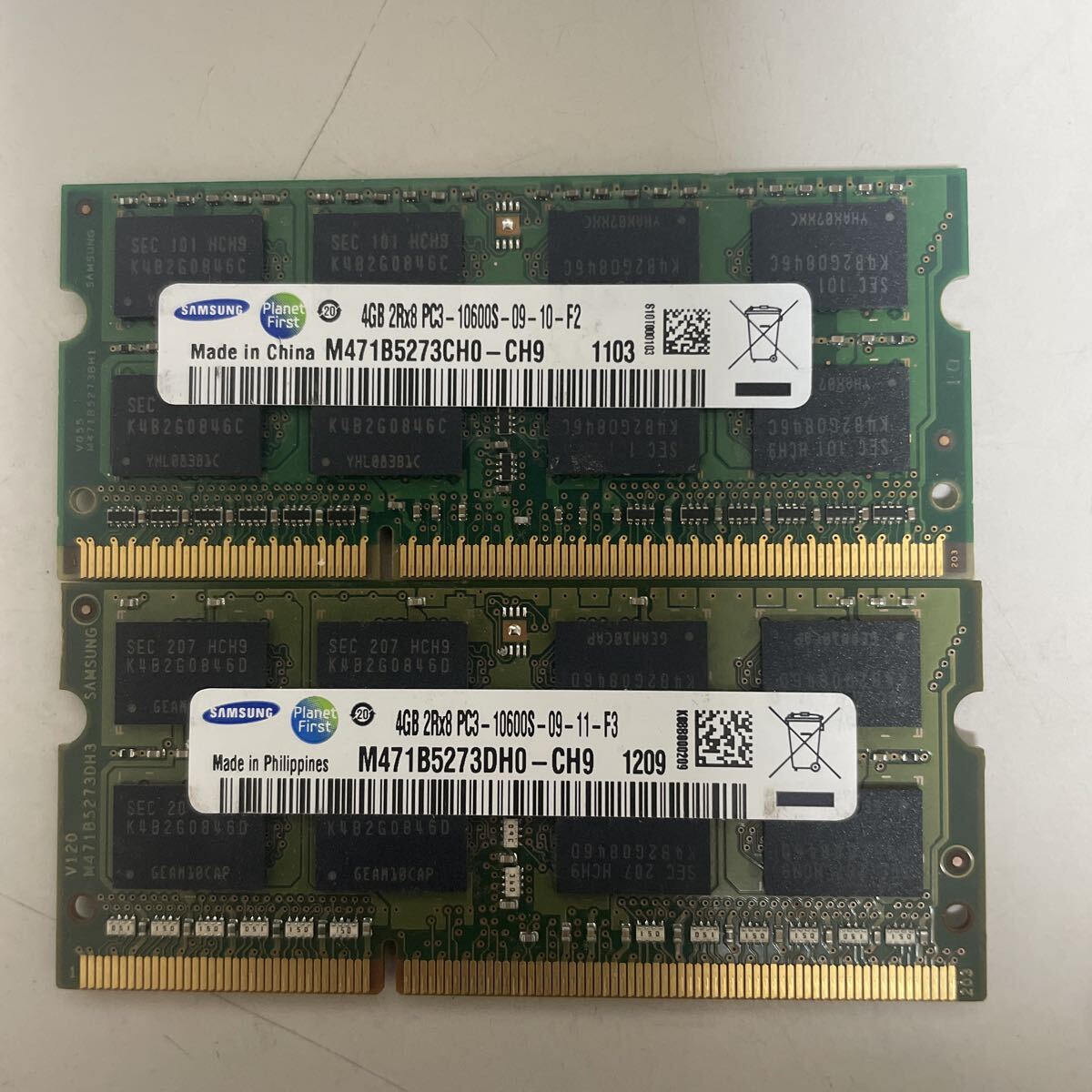 SAMSUNG DDR3 PC3L-10600S 4GB 2 枚セットノートパソコン用メモリー動作確認済みです。拍卖