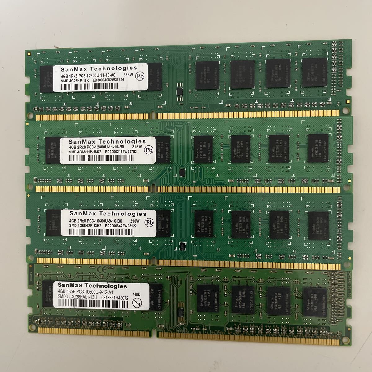 SanMax DDR3 4GB 4枚セットデスクトップメモリー動作確認済みです。拍卖