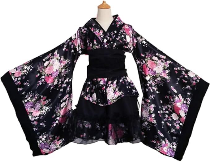 セクシー 着物 ミニドレス コスプレ ハロウィン 大きいサイズ 花魁 浴衣 和服 女性 着物ドレス ショート丈 花柄 和風コスチューム 和装拍卖