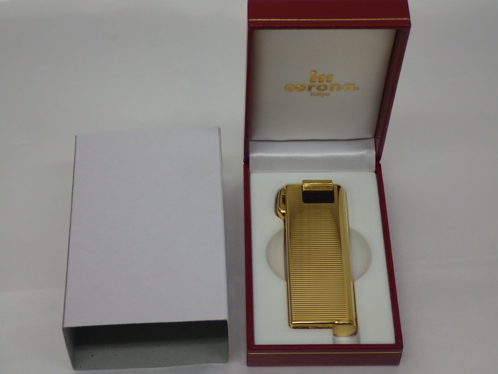1円~ 着火確認済み im corona イムコロナ パイプマスター ガスライター タンパー内蔵 ゴールド×横ストライプ拍卖