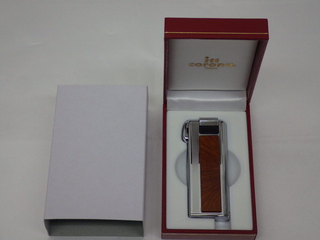 1円~ 着火確認済み im corona イムコロナ パイプマスター ガスライター タンパー内蔵 シルバー×木目調拍卖