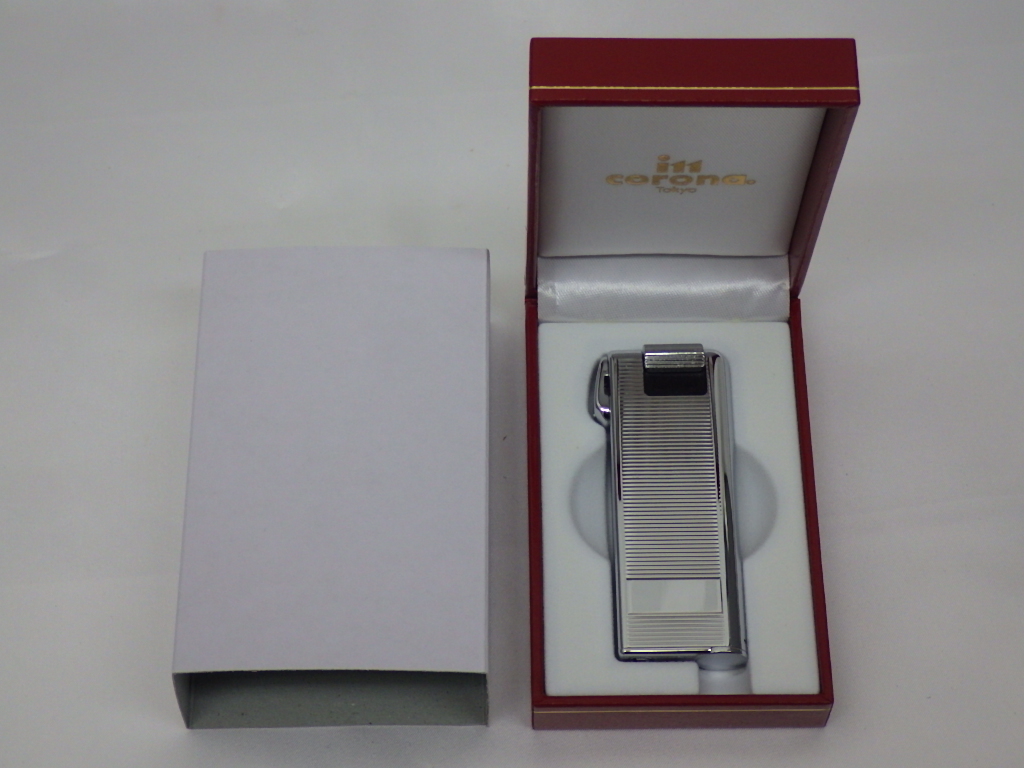 1円~ 着火確認済み im corona イムコロナ パイプマスター ガスライター タンパー内蔵 シルバー×横ストライプ スペースあり拍卖