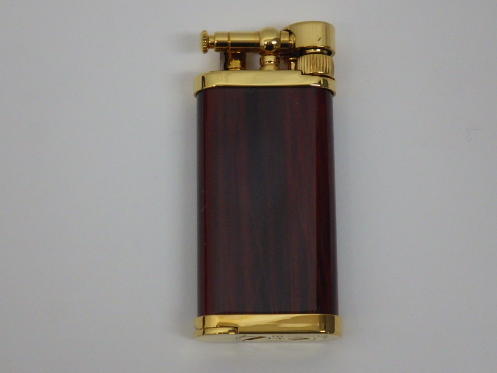 着火確認済み im corona イムコロナ ハンマー式 フリント オールドボーイ パイプライター ガスライター ゴールド×エナメル調赤茶木目拍卖