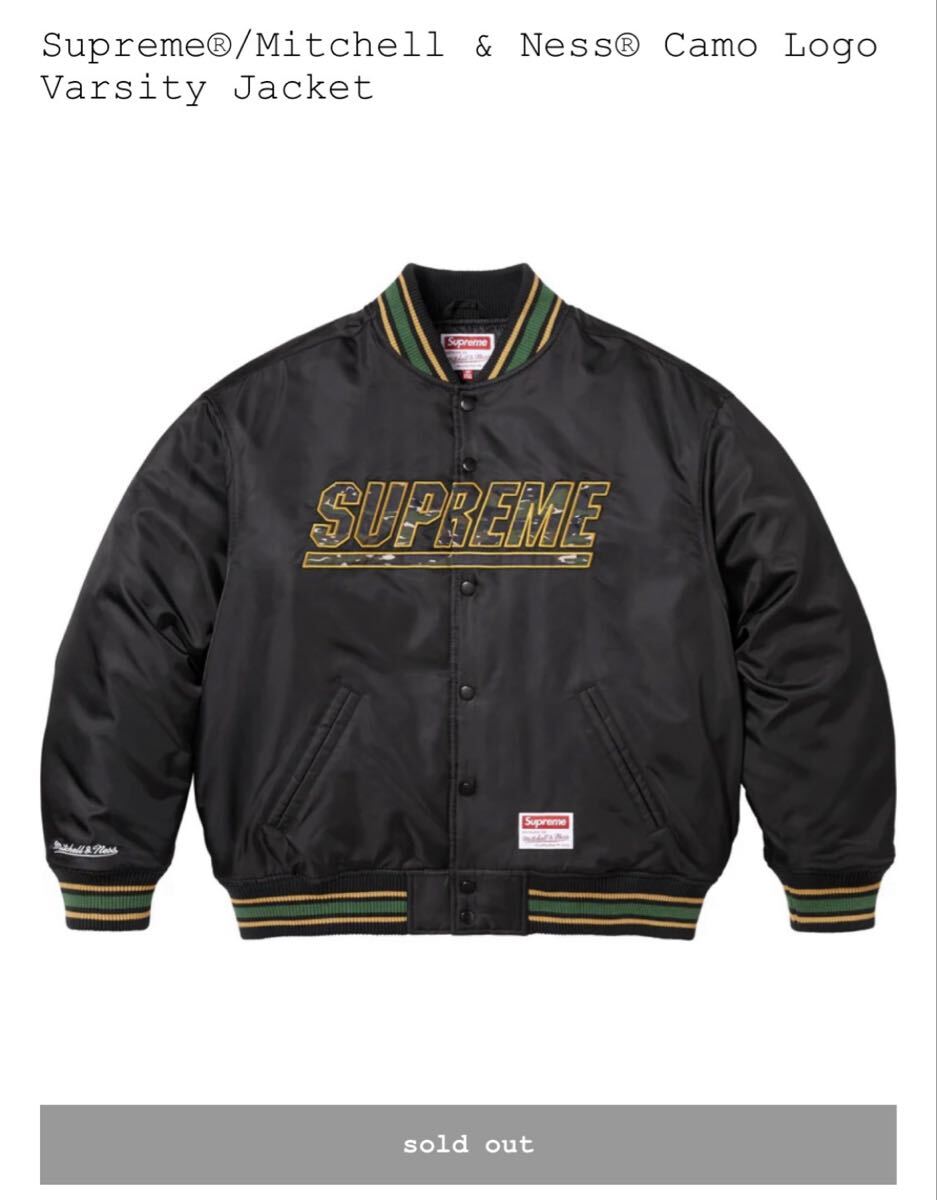 ☆Supreme Mitchell & Ness Camo LogoVarsity Jacket Black M Coaches シュプリーム アウター コーチ ジャケット 新品 送料込 拍卖