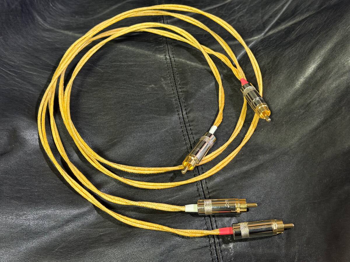 ★◇★ 凄い!50年代製造 ◇TELEFUNKEN(テレフンケン) ≪1次精製純銅+特許錫メッキ!≫ 驚愕の単線 RCAピンケーブル! 1.0mペア 絹巻18GA!拍卖