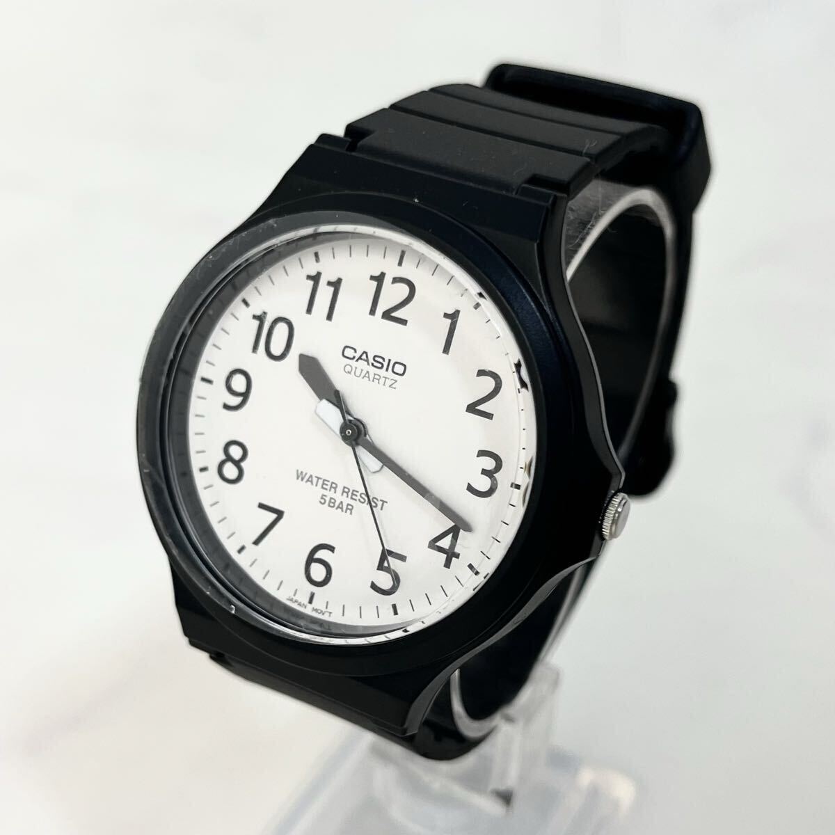 【美品】 実働 CASIO COLLECTION MW-240 カシオ アナログ 白文字盤 クオーツ メンズ 腕時計 ウォッチ ホワイト ブラック 稼動品拍卖