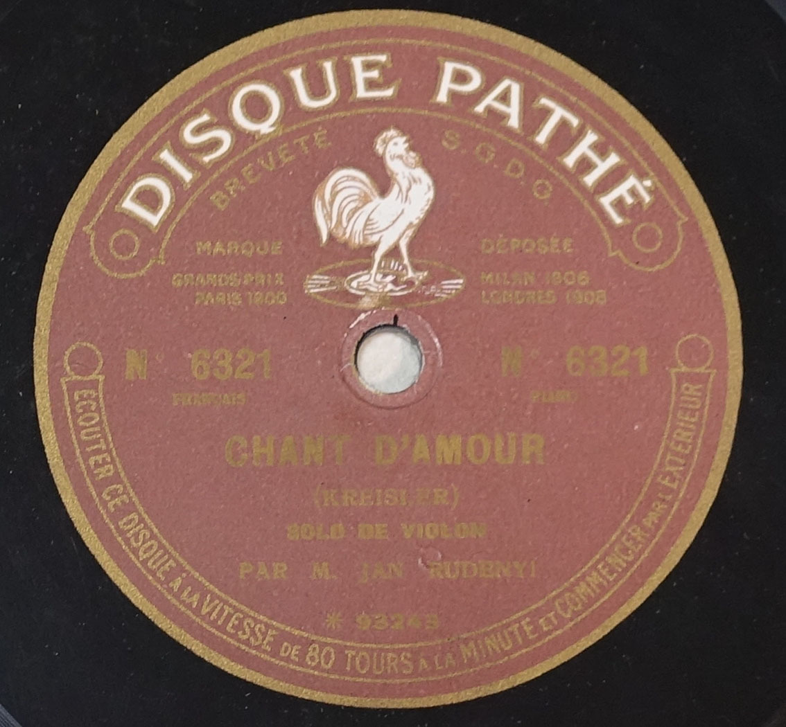 超レア! 仏Pathe N 6321 ジャン・ルデニーのヴァイオリン小品集拍卖