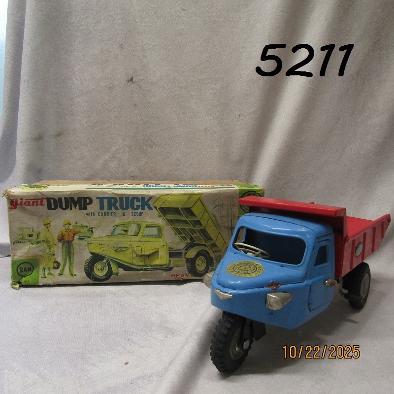 ●FK-5211 マルサン ブリキ 三輪 ジャイアント ダンプ トラック 20251028拍卖