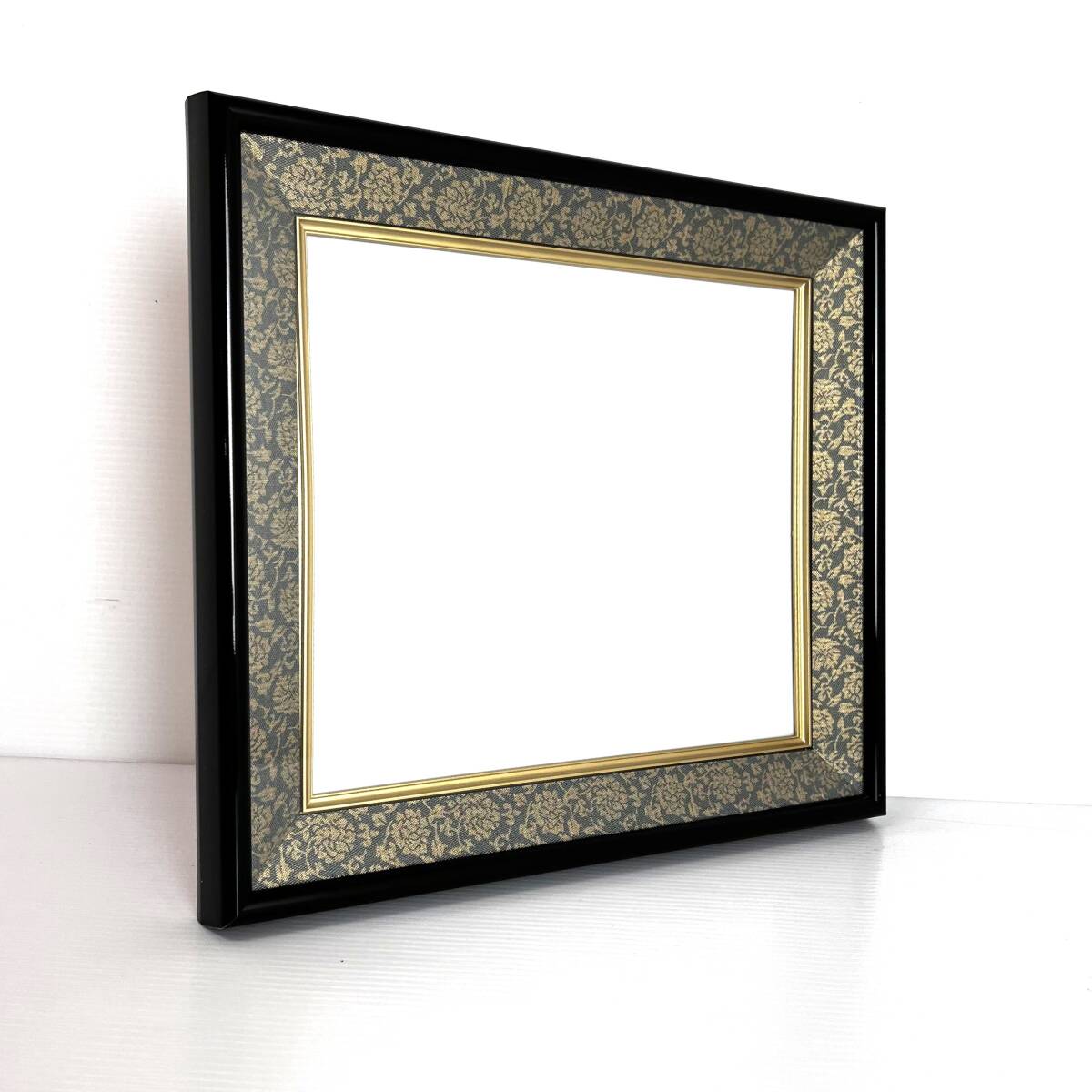 新品◆日本製【色紙額 直角溜塗面金 紺緞子】和額 大色紙◆日本画 画仙紙 サイン 水彩 アート 書 ちぎり絵 水墨画 絵手紙 寄せ書き拍卖