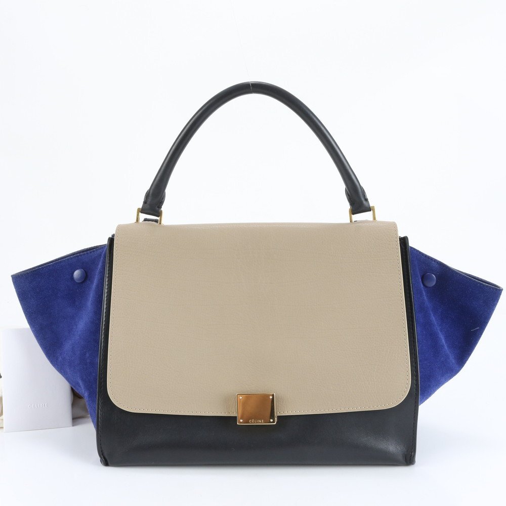 1円■極美品■セリーヌ■トラペーズ ミディアム レザー 2WAY ショルダーバッグ 肩掛け トート ハンド ゴールド 金具 レディース ERE CW10-5拍卖