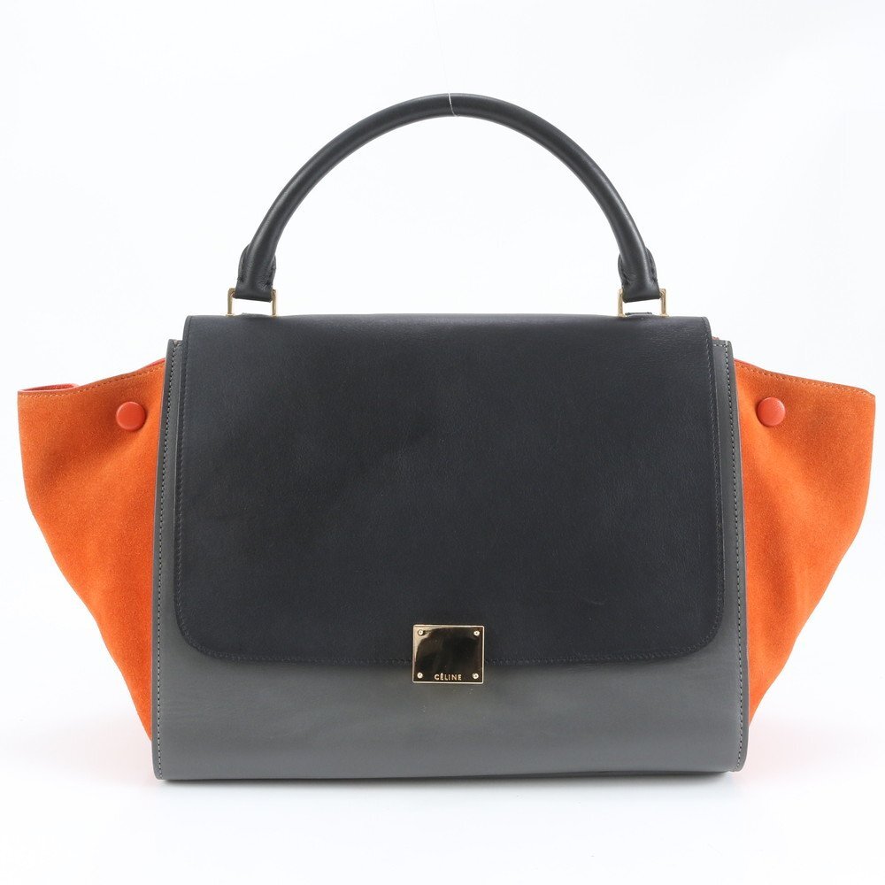 1円■極美品■セリーヌ■トラペーズ ミディアム レザー 2WAY ショルダーバッグ 肩掛け トート ハンド ゴールド 金具 レディース ERE CW9-6拍卖