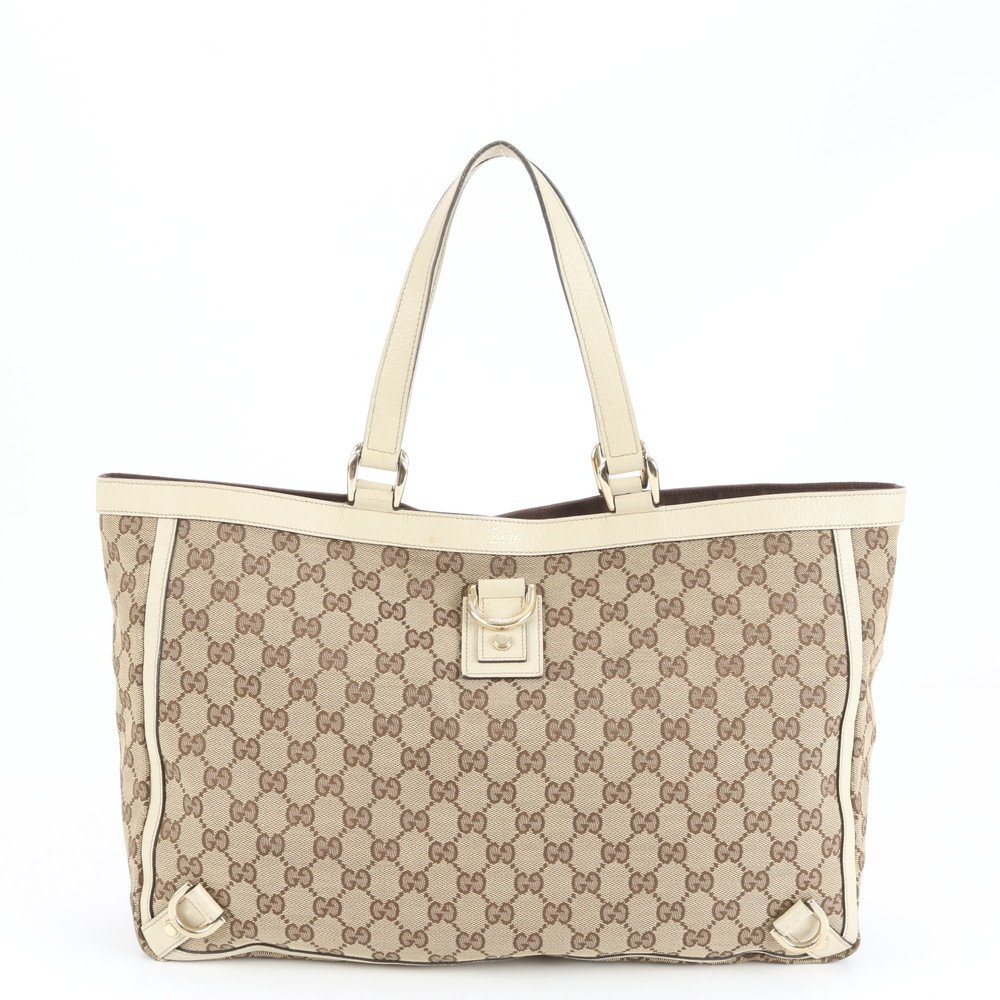 1円■極美品■グッチ■GG キャンバス アビー 141472 レザー トート バッグ 肩掛け ショルダー ハンド A4 ベージュ レディース EME CW54-4拍卖