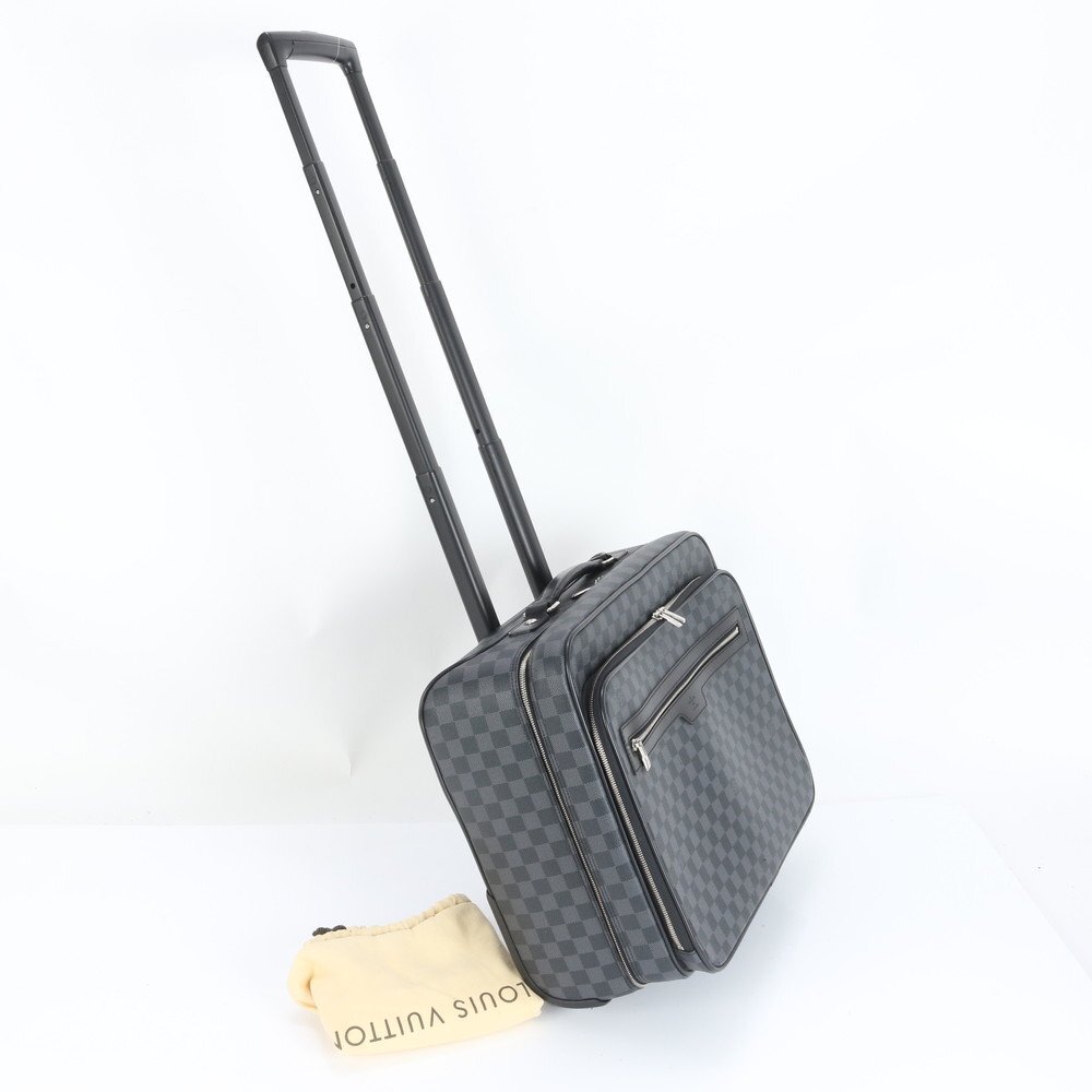 1円■極美品■ルイヴィトン■ダミエ グラフィット パイロットケース N23206 レザー スーツケース キャリー トランク メンズ ERR CX12-3拍卖