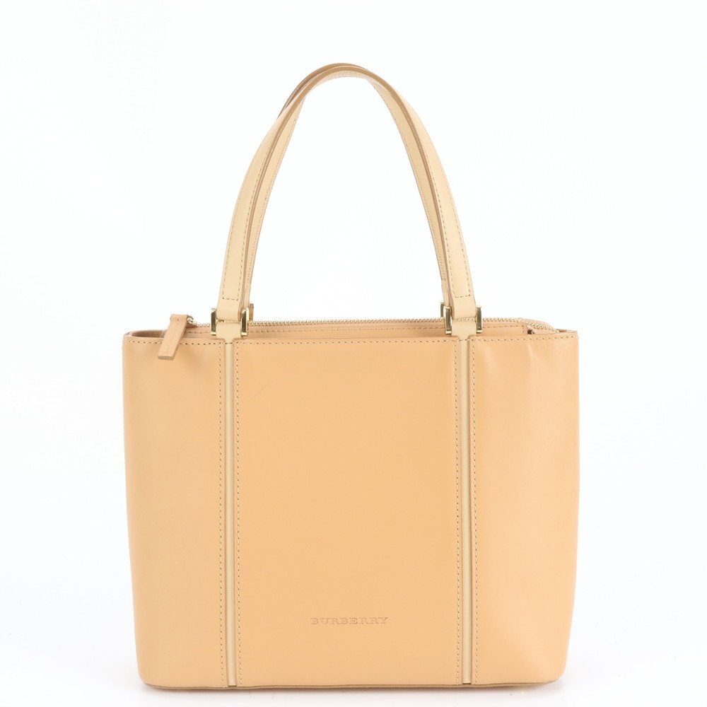 1円■極美品■バーバリー■ノバ チェック レザー トート バッグ 肩掛け ショルダー ハンド ベージュ ゴールド 金具 レディース ERE CX14-3拍卖