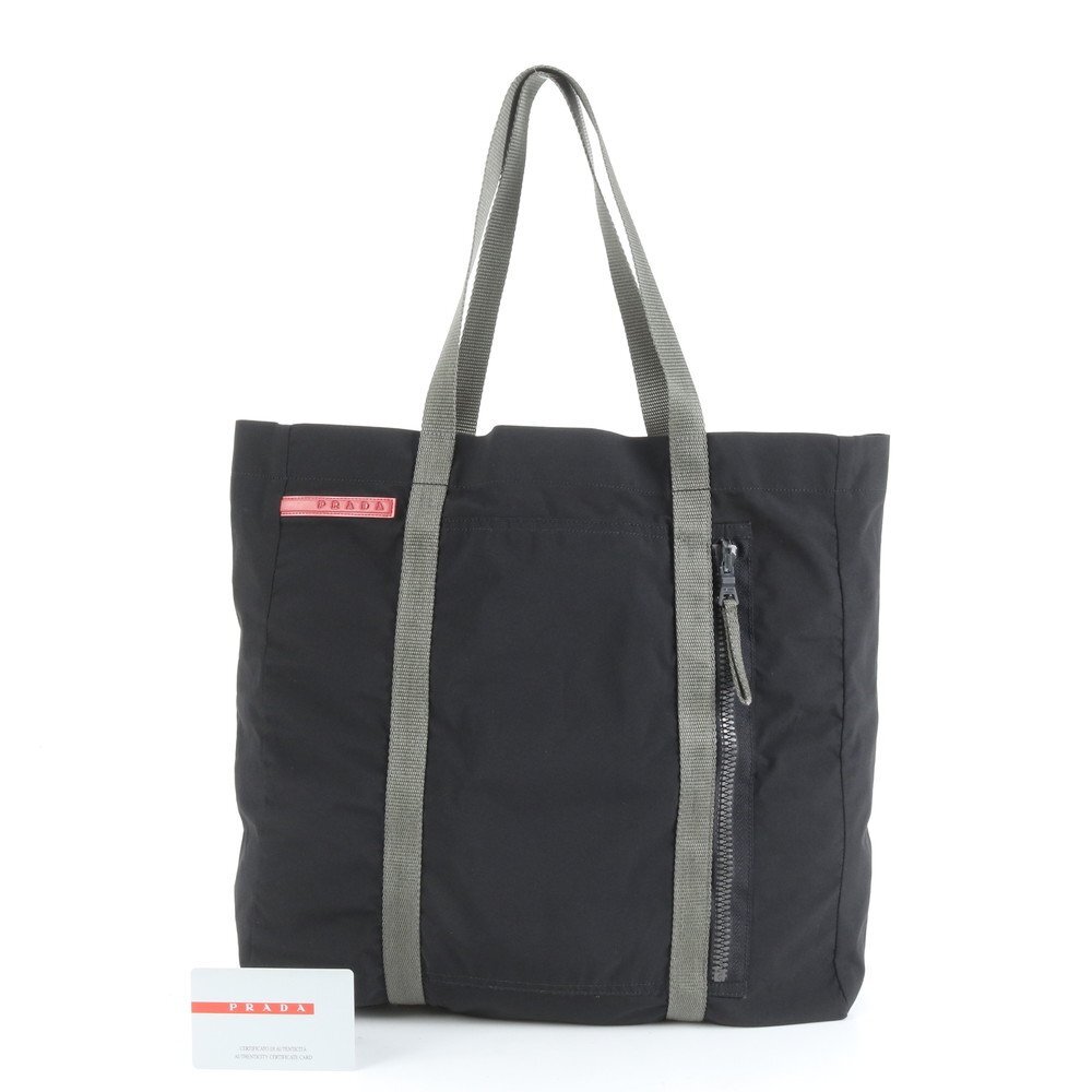 1円■美品■プラダ スポーツ■ギャランティカード付■4VA108 トート バッグ ショルダー ブラック 黒 A4 メンズ ERE CX27-6拍卖
