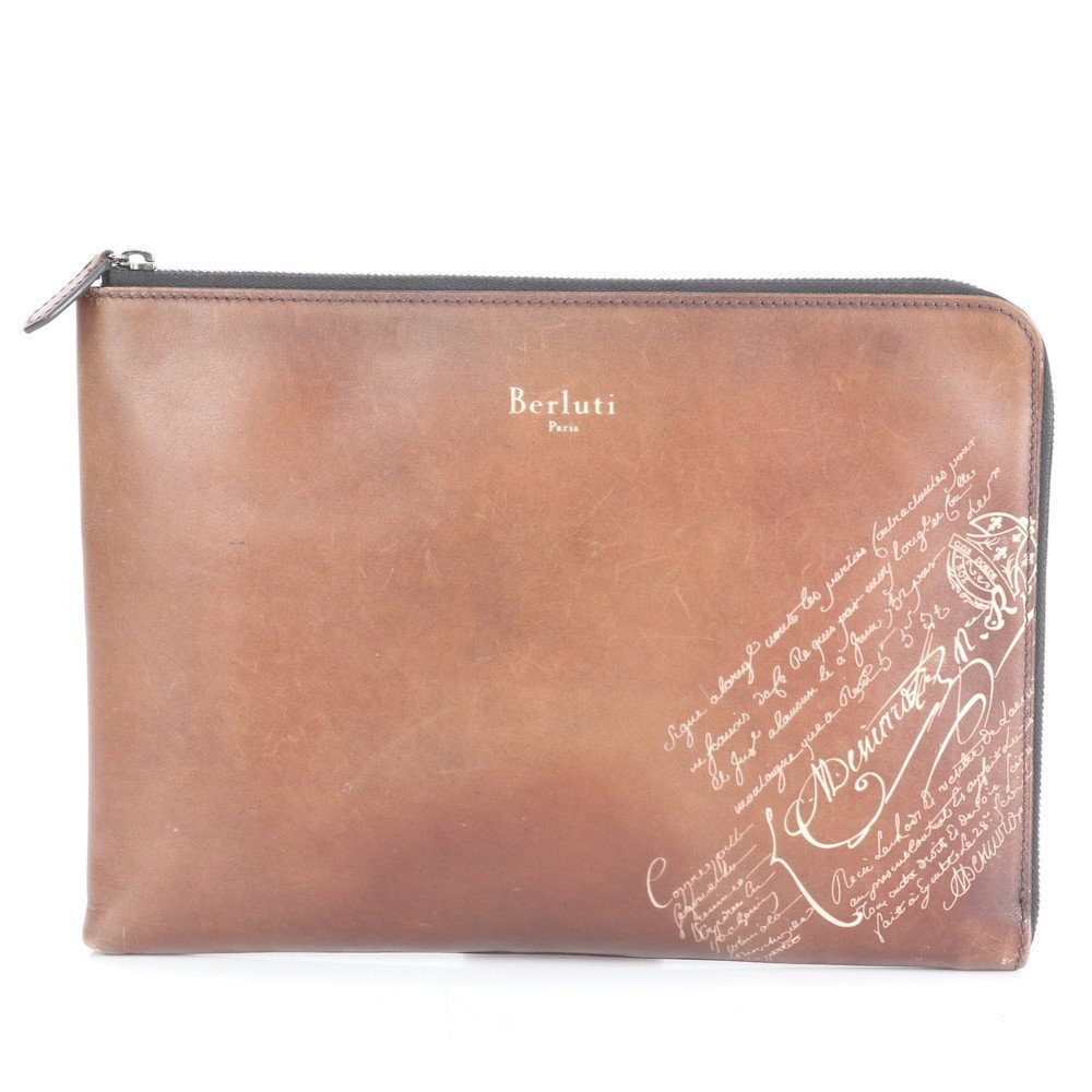 1円■極美品■ベルルッティ■ニノ GM カリグラフィ スクリット レザー セカンドバッグ クラッチ ポーチ 通勤 ビジネス メンズ ERE CX26-6拍卖