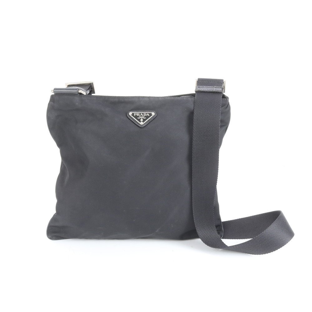 1円■美品■プラダ■テスート ナイロン 三角 トライアングル ロゴ レザー ショルダーバッグ 斜め掛け メッセンジャー メンズ ECE CX24-3拍卖