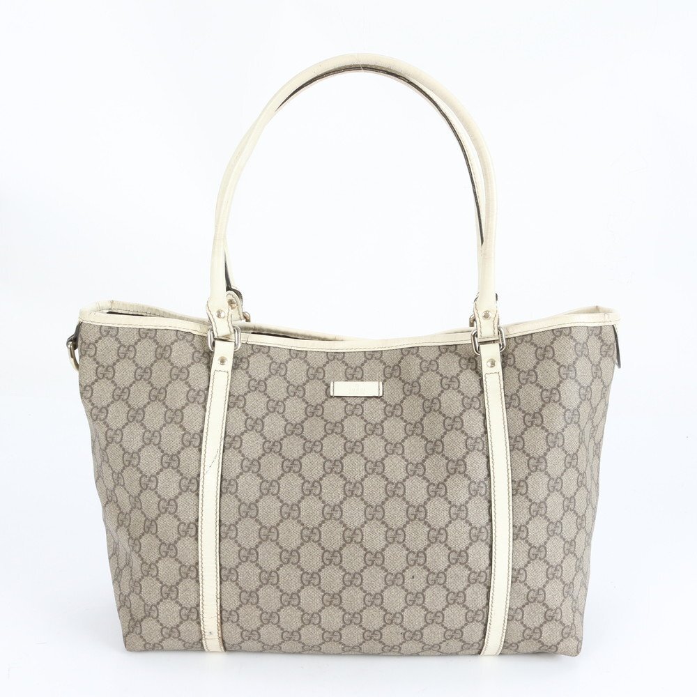 1円■美品■グッチ■GG スプリーム レザー トート バッグ 肩掛け ショルダー ハンド A4 197953 ベージュ レディース EUE CX32-1拍卖