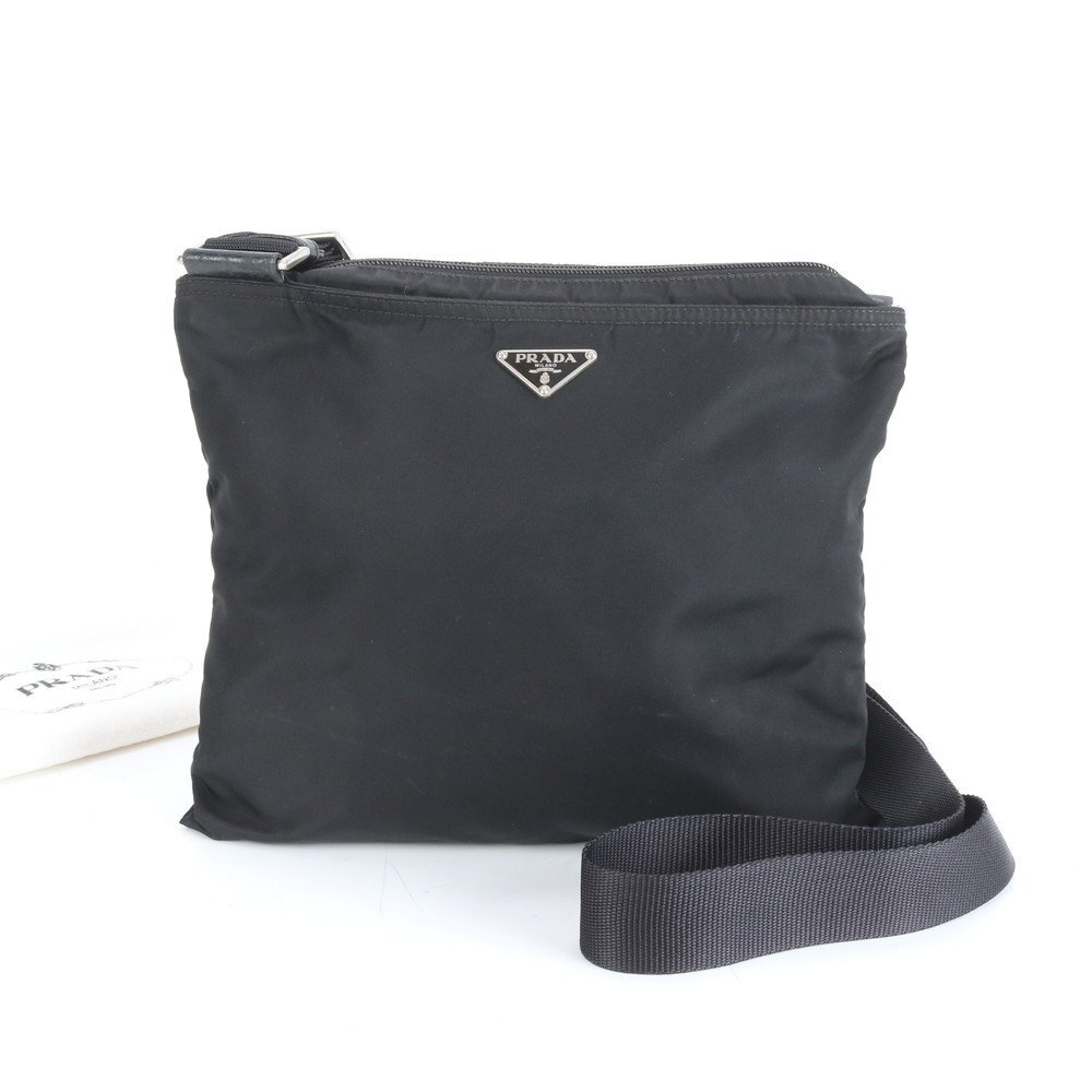 1円■美品■プラダ■テスート ナイロン 三角 トライアングル ロゴ レザー ショルダーバッグ 斜め掛け メッセンジャー メンズ ERE CX26-9拍卖