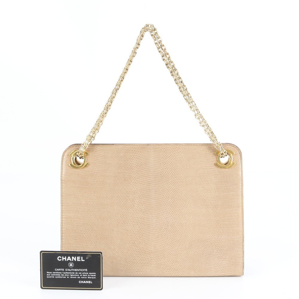 1円■美品■シャネル■ギャランティカード シリアル付■チェーン リザード レザー 2WAY ショルダーバッグ ベージュ レディース ERE CX27-4拍卖