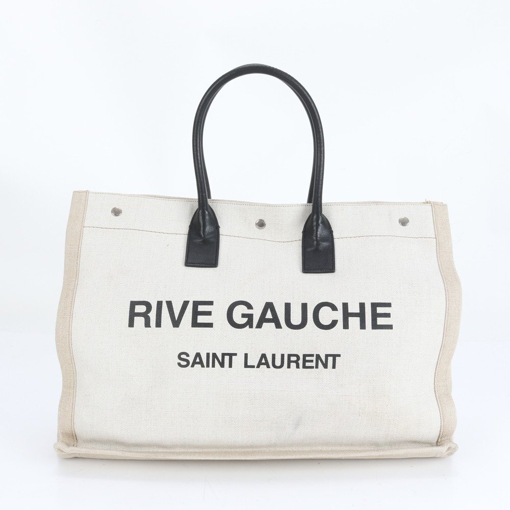 1円■極美品■YSL サンローラン パリ■リヴ ゴーシュ レザー リネン トート バッグ 肩掛け ショルダー ハンド A4 レディース ERE CX26-8拍卖