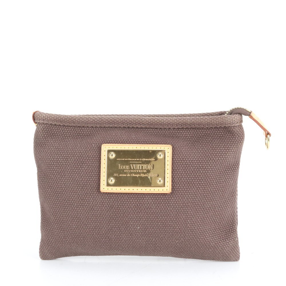 1円■極美品■ルイヴィトン■アンティグア ポシェット プラット PM レザー キャンバス ポーチ M40069 ブラウン レディース EUE CX35-7拍卖