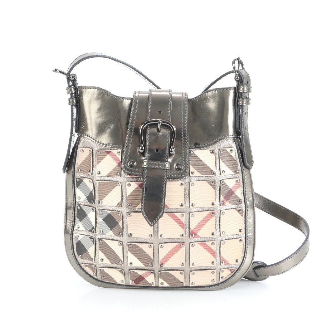 1円■極美品■バーバリー■ノバ チェック レザー ショルダーバッグ 斜め掛け クロスボディ ベージュ レディース ERE CX27-2拍卖