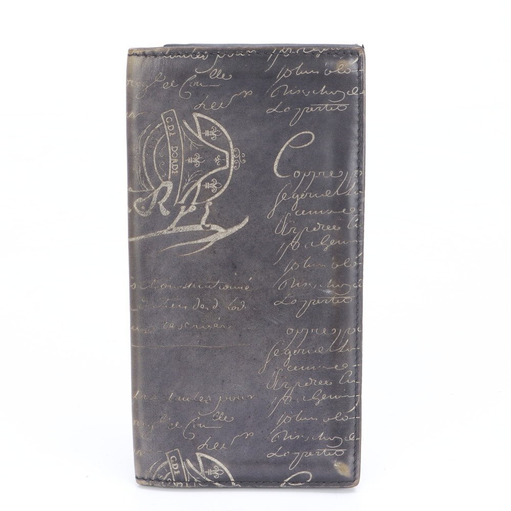 1円■ベルルッティ■セコイア カリグラフィ スクリット レザー 長財布 二つ折り ロング ウォレット 札入れ ブラック メンズ EEE BX12-6拍卖