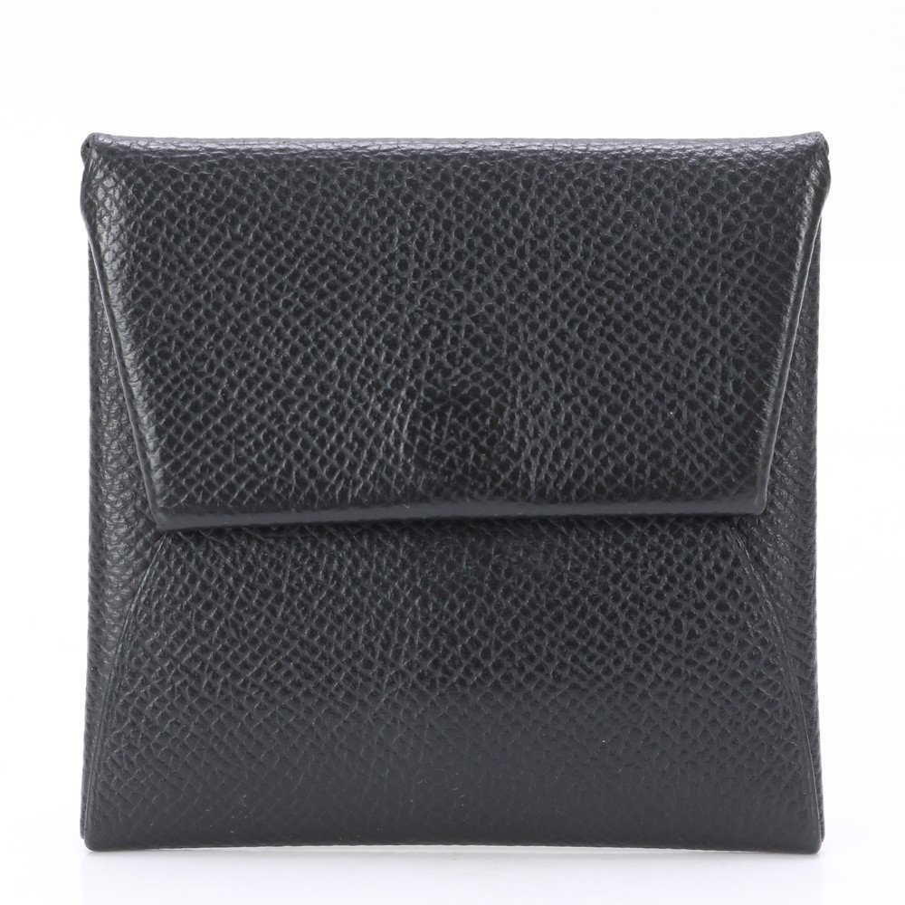 1円■新品同様■エルメス■Z 刻印 バスティア ヴォーエプソン レザー コインケース ブラック 小銭入れ コンパクト 本革 メンズ EEM BQ5-4拍卖