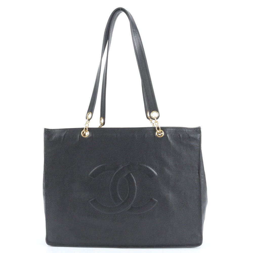 1円■極美品■シャネル■シリアルシール付■キャビア スキン レザー トート バッグ 肩掛け ショルダー ハンド A4 レディース VEE CT35-10拍卖