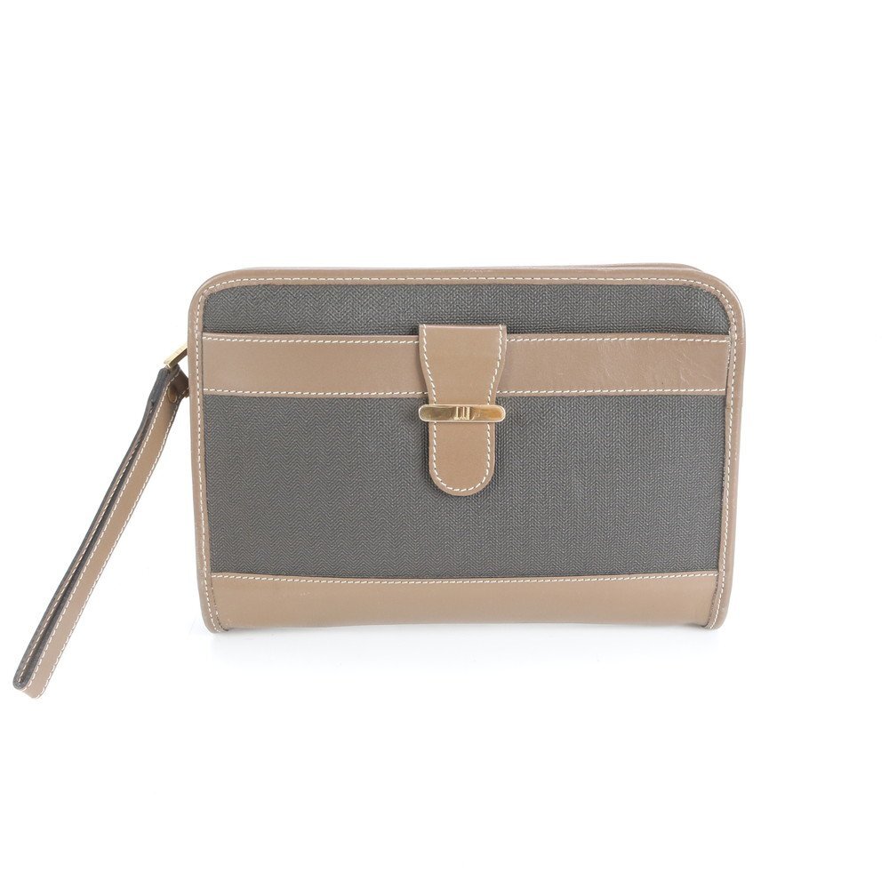 1円■極美品■ダンヒル■レザー セカンドバッグ クラッチ ポーチ 通勤 ビジネス ブラック 黒 ゴールド 金具 メンズ EEE CS19-5拍卖