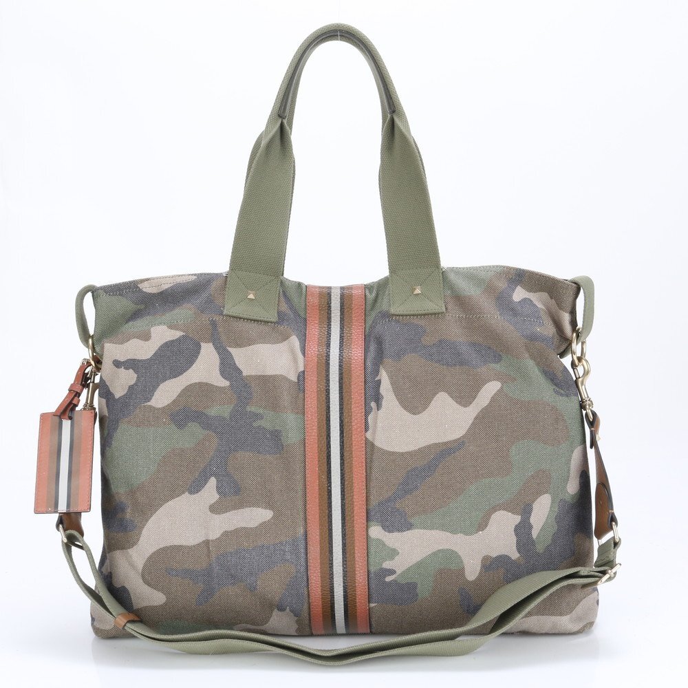 1円■美品■ヴァレンティノ ガラヴァーニ■カモフラージュ 迷彩 レザー 2WAY トート バッグ 斜め掛け ショルダー A4 メンズ EEE BX14-6拍卖