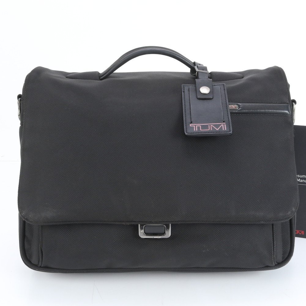 1円■美品■TUMI トゥミ■トレーサータグ付■レザー ビジネス バッグ 書類鞄 ブリーフケース トート 通勤 ブラック 黒 A4 メンズ ERE CW8-3拍卖