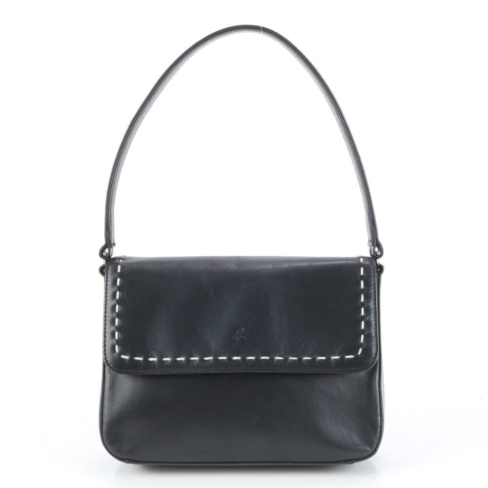 1円■美品■アニエスベー ヴォヤージュ■レザー ショルダーバッグ 肩掛け ワンショルダー トート ハンド ブラック レディース ECE CQ31-3拍卖